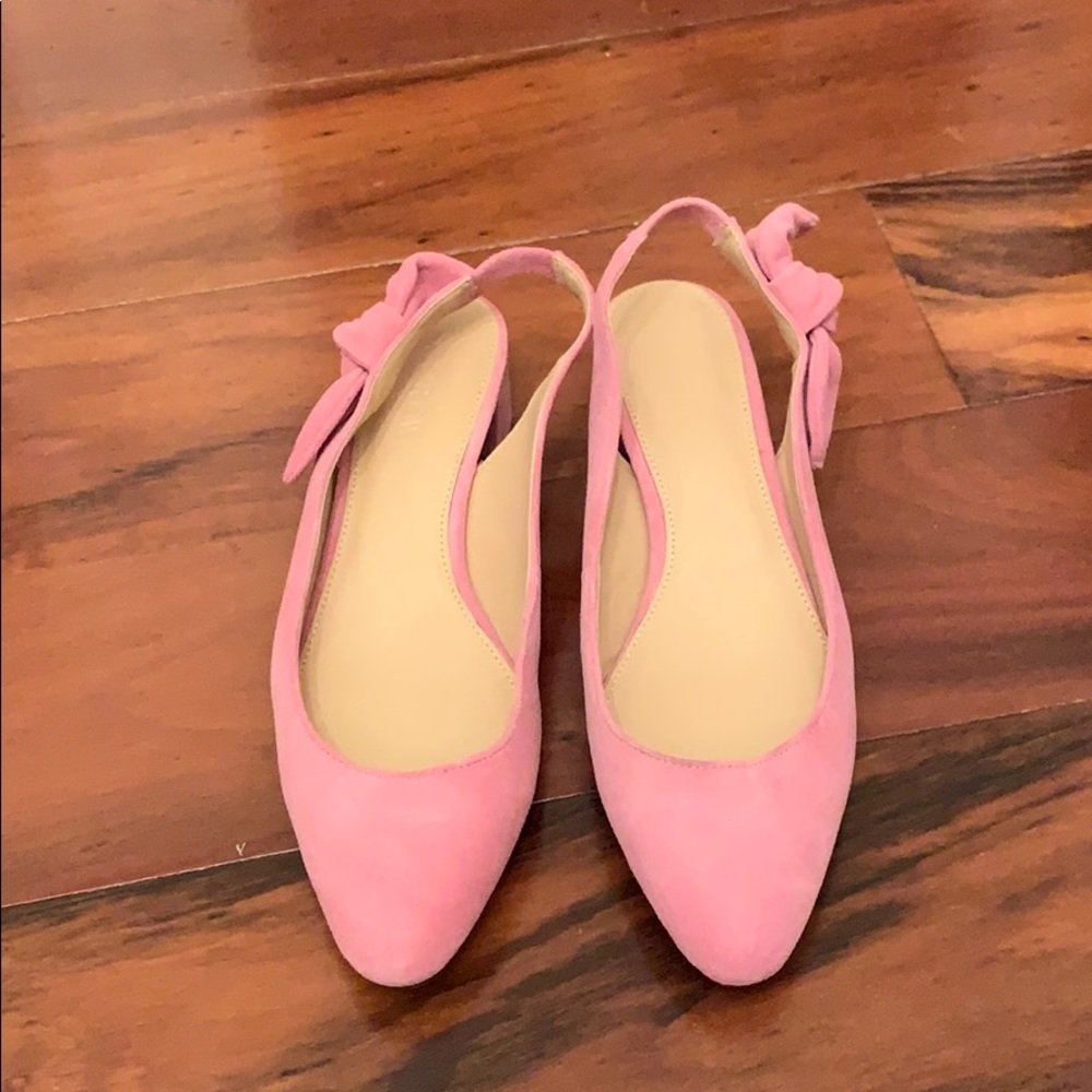 NWOT pink suede block heels by Jcrew